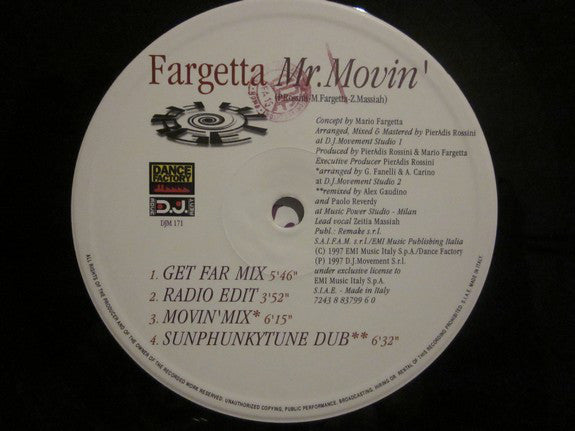 Fargetta : Mr. Movin' (12", Maxi)