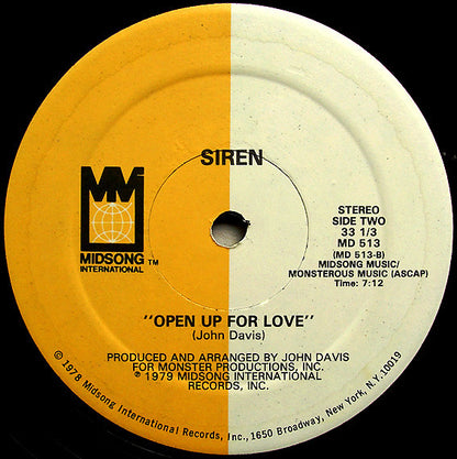 Siren (9) : Morning Music / Open Up For Love (12")