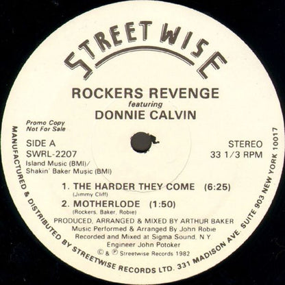 Rockers Revenge Featuring Donnie Calvin : The Harder They Come (12", Promo)