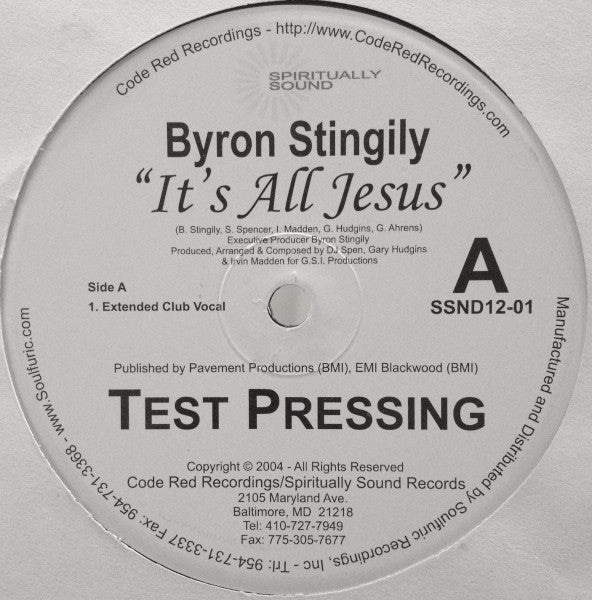 Byron Stingily : It's All Jesus (12", TP)