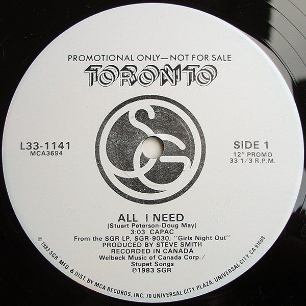 Toronto (4) : All I Need (12", Promo)