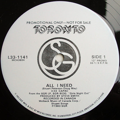 Toronto (4) : All I Need (12", Promo)