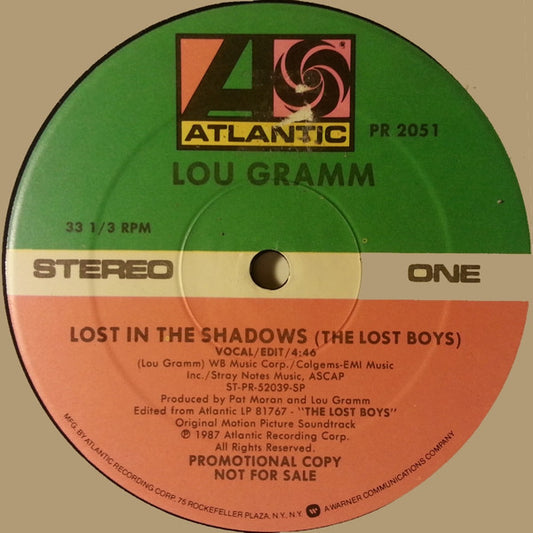 Lou Gramm : Lost In The Shadows (The Lost Boys) (12", Promo)