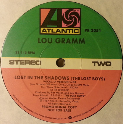 Lou Gramm : Lost In The Shadows (The Lost Boys) (12", Promo)