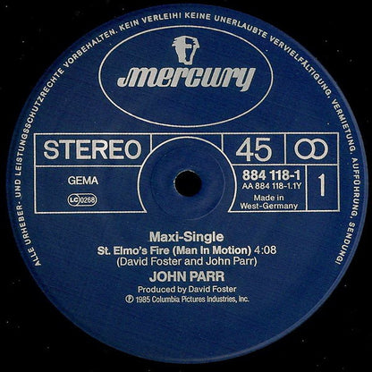 John Parr : St. Elmo's Fire (Man In Motion) (12", Maxi)