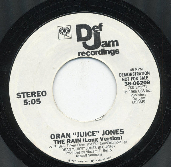 Oran "Juice" Jones* : The Rain (Long Version) The Rain (Short Version) (7", Single, Promo, Styrene)