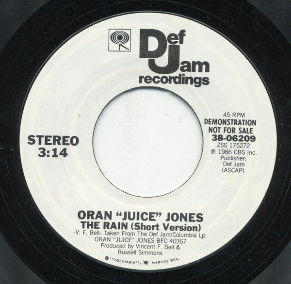 Oran "Juice" Jones* : The Rain (Long Version) The Rain (Short Version) (7", Single, Promo, Styrene)