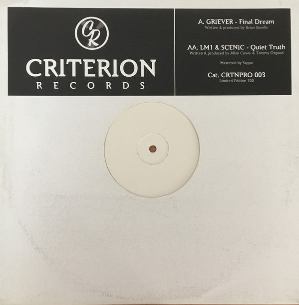 Griever (3) / Lm1 & Scenic (5) : Final Dream / Quiet Truth (12", Ltd, W/Lbl)