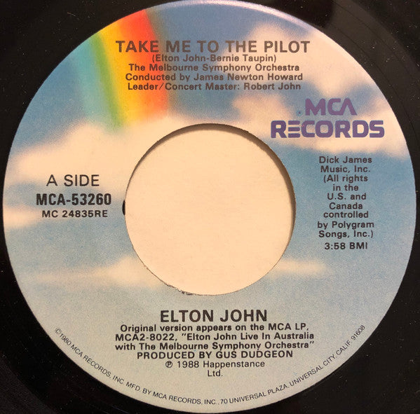 Elton John : Take Me To The Pilot (7", Single)