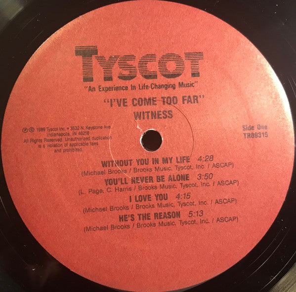 Witness (2) : I've Come Too Far (LP)
