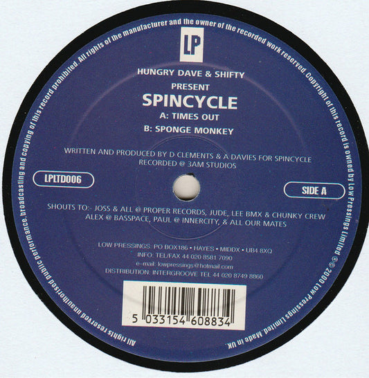 Spincycle : Times Out / Sponge Monkey (12")