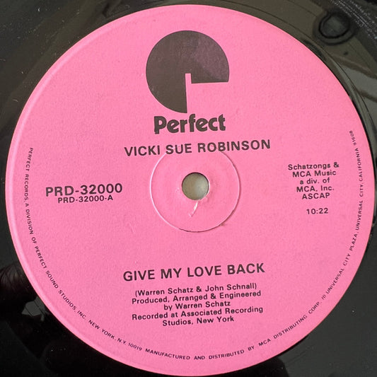 Vicki Sue Robinson : Give My Love Back / I'm Here & I'm Hot (12")