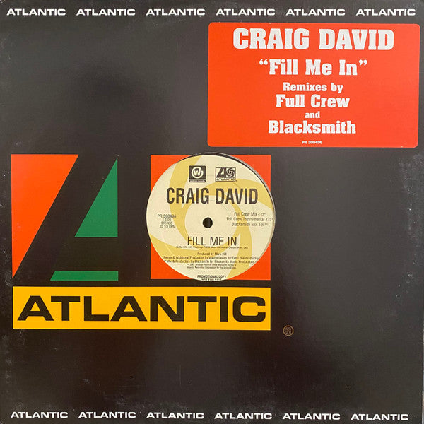 Craig David : Fill Me In (12", Promo)