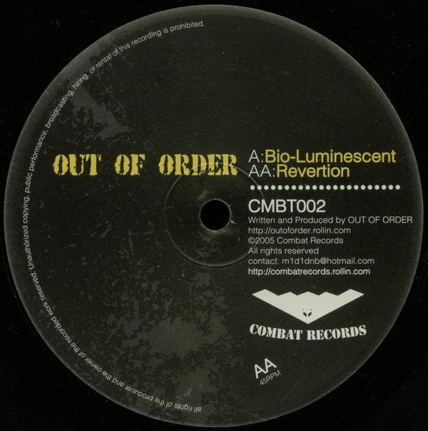 Out Of Order (10) : Bio-Luminescent / Revertion (12", Single)