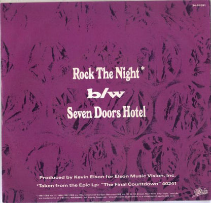 Europe (2) : Rock The Night (7", Single, Styrene)