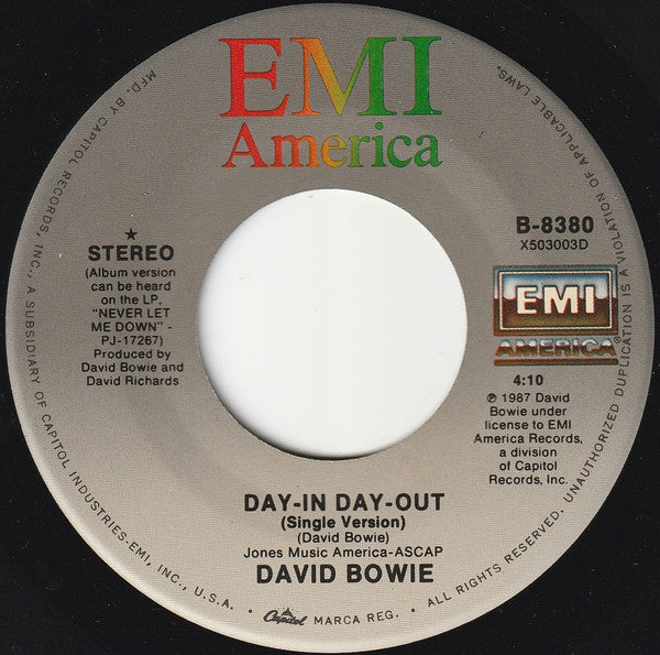 David Bowie : Day-In Day-Out (7", Single, Spe)