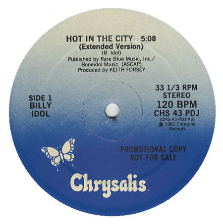 Billy Idol : Hot In The City (12", Promo)