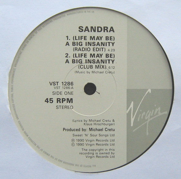 Sandra : (Life May Be) A Big Insanity (12")