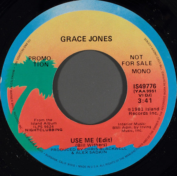 Grace Jones : Use Me (Edit) (7", Single, Mono, Promo)