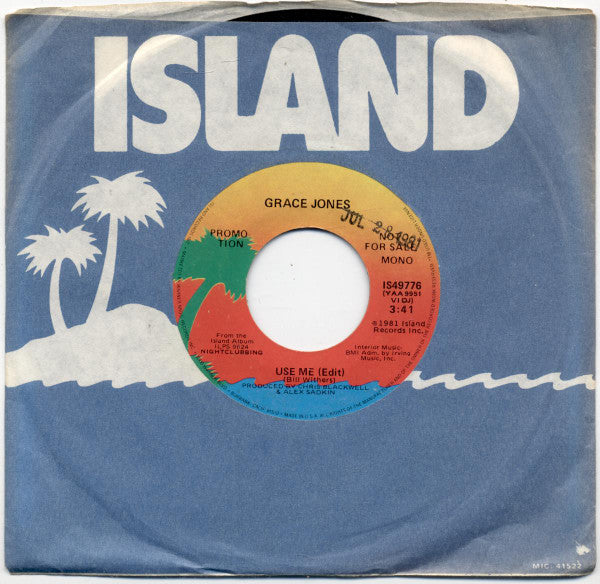 Grace Jones : Use Me (Edit) (7", Single, Mono, Promo)