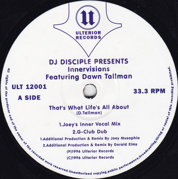 DJ Disciple Presents Innervisions (3) Featuring Dawn Tallman : That's What Life's All About (12")
