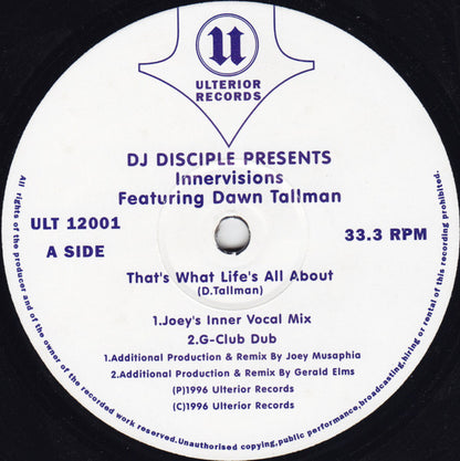 DJ Disciple Presents Innervisions (3) Featuring Dawn Tallman : That's What Life's All About (12")