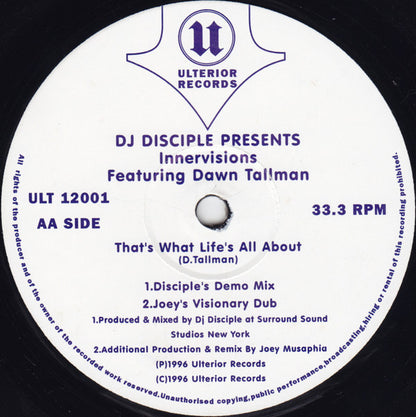 DJ Disciple Presents Innervisions (3) Featuring Dawn Tallman : That's What Life's All About (12")