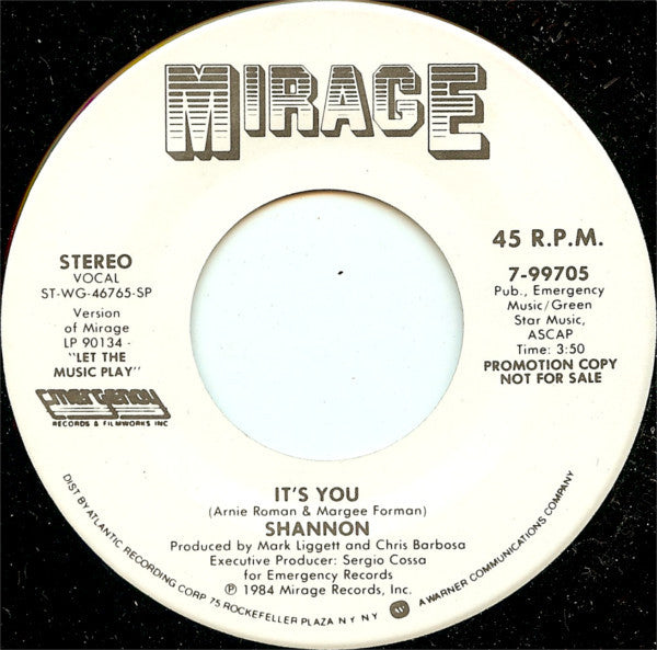 Shannon : It's You (7", Promo)