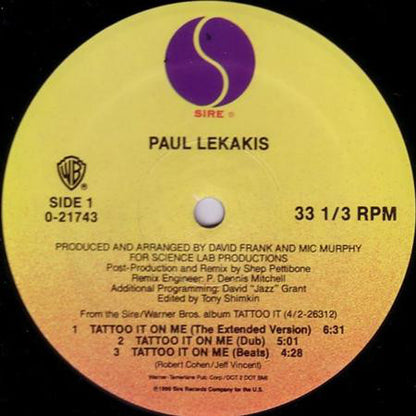 Paul Lekakis : Tattoo It On Me (12")