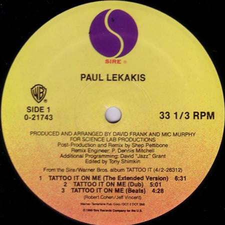 Paul Lekakis : Tattoo It On Me (12")
