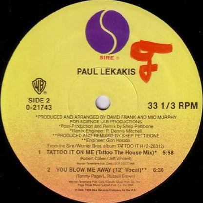 Paul Lekakis : Tattoo It On Me (12")