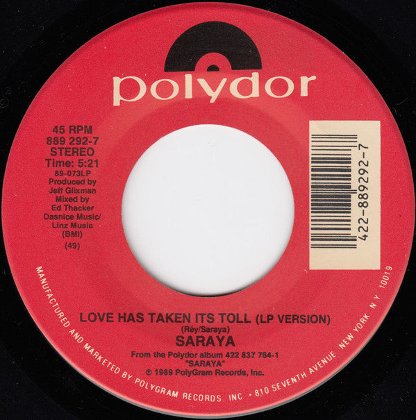 Saraya : Love Has Taken It's Toll (7", Single)