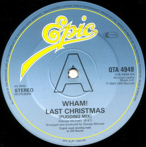 Wham! : Everything She Wants (Remix) / Last Christmas (Pudding Mix) (12", Single)