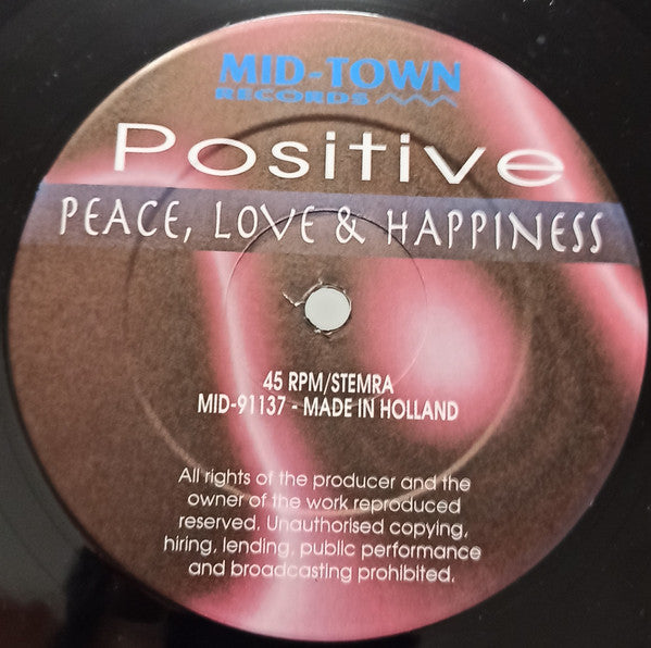 Positive (3) : Peace, Love & Happiness (12")