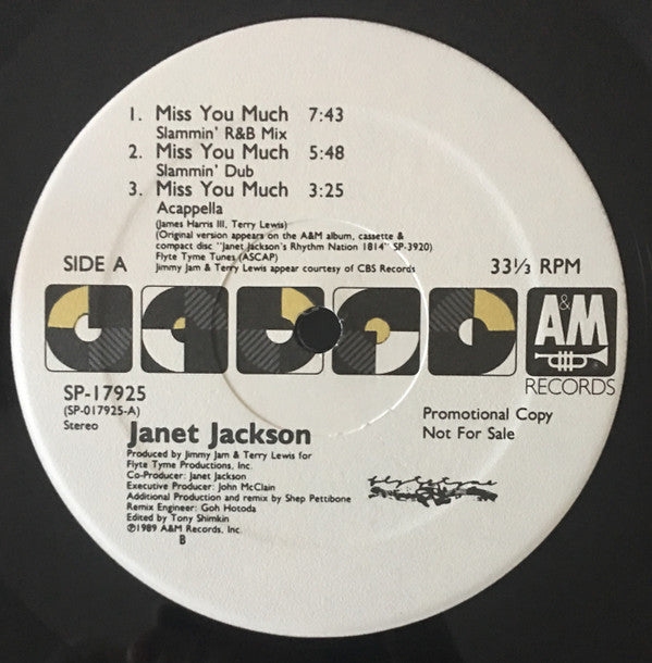 Janet Jackson : Miss You Much (12", Promo)