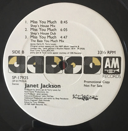 Janet Jackson : Miss You Much (12", Promo)