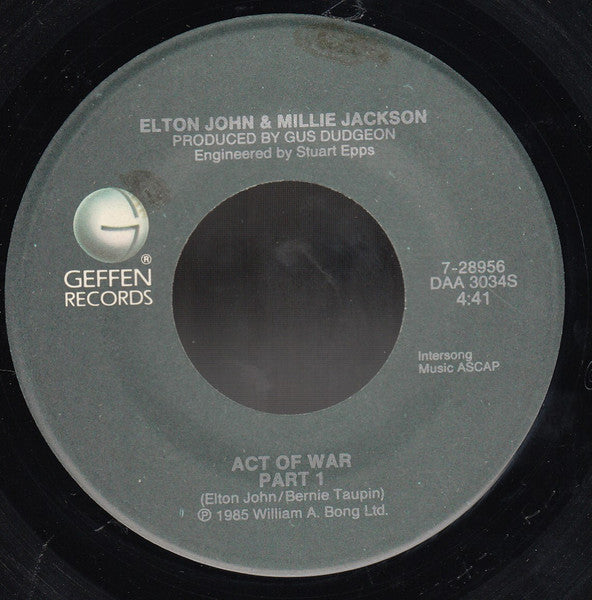 Elton John &  Millie Jackson : Act Of War (7", Single, Spe)