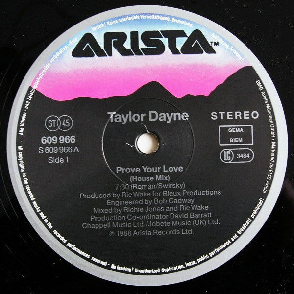 Taylor Dayne : Prove Your Love (House Mix) (12", Maxi)