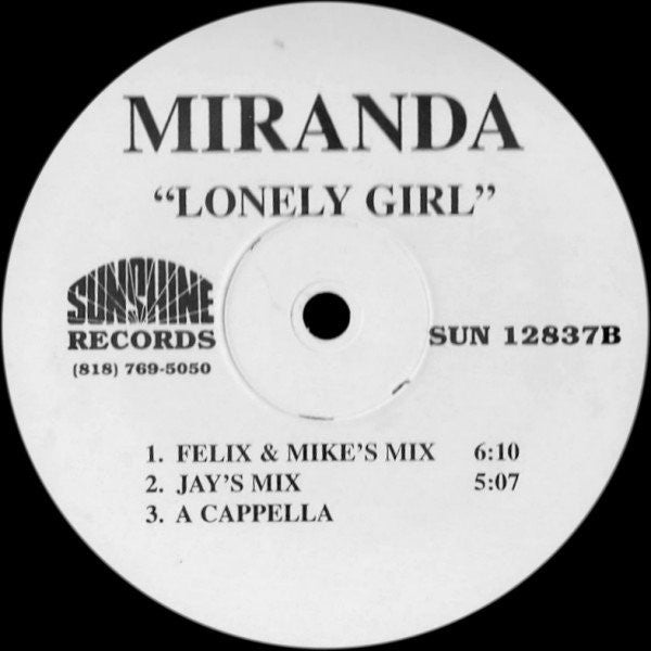 Miranda (3) : Lonely Girl (12", Promo)