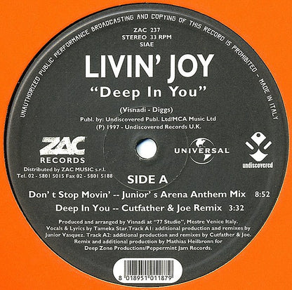 Livin' Joy : Deep In You (12")