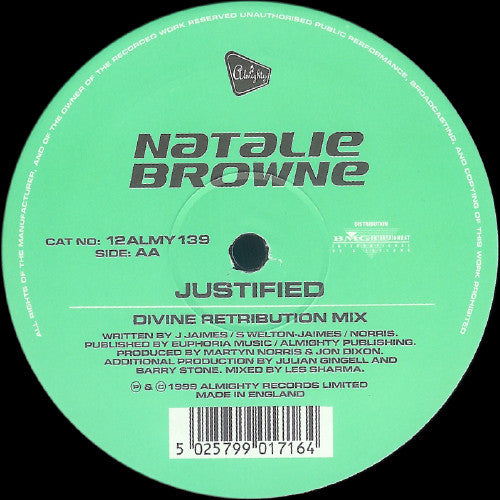 Natalie Browne : My Favourite Game / Justified (12")