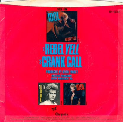 Billy Idol : Rebel Yell (7", Single, Styrene, Pit)