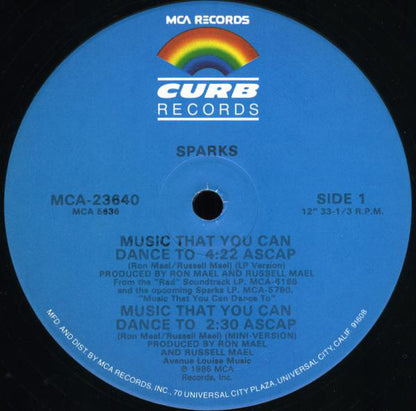 Sparks : Music That You Can Dance To (12")