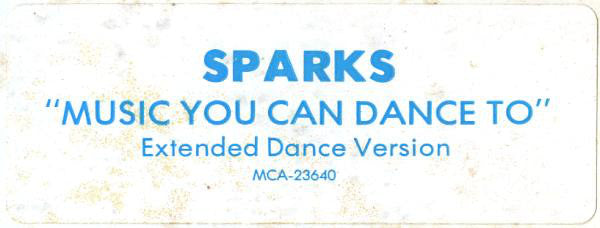 Sparks : Music That You Can Dance To (12")