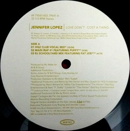Jennifer Lopez : Love Don't Cost A Thing (12")