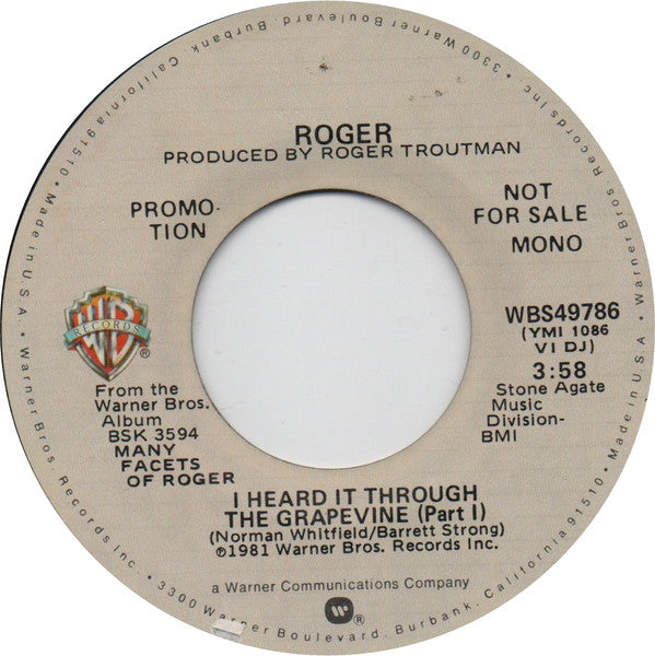 Roger* : I Heard It Through The Grapevine (7", Promo)