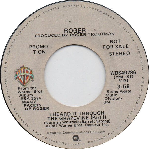 Roger* : I Heard It Through The Grapevine (7", Promo)
