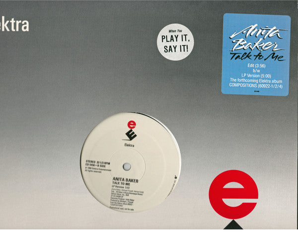 Anita Baker : Talk To Me (12", Promo)