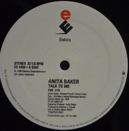 Anita Baker : Talk To Me (12", Promo)