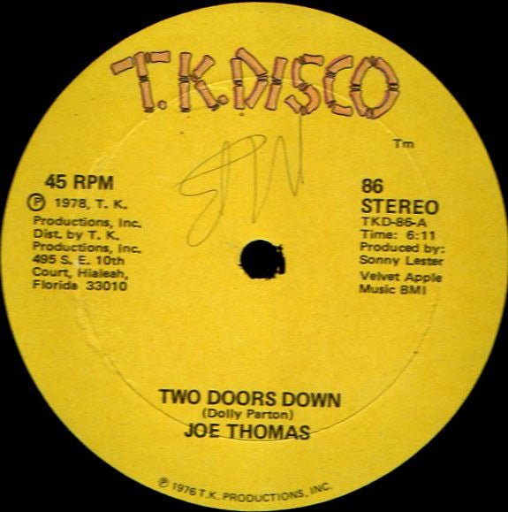 Joe Thomas : Two Doors Down / Here I Come (12")